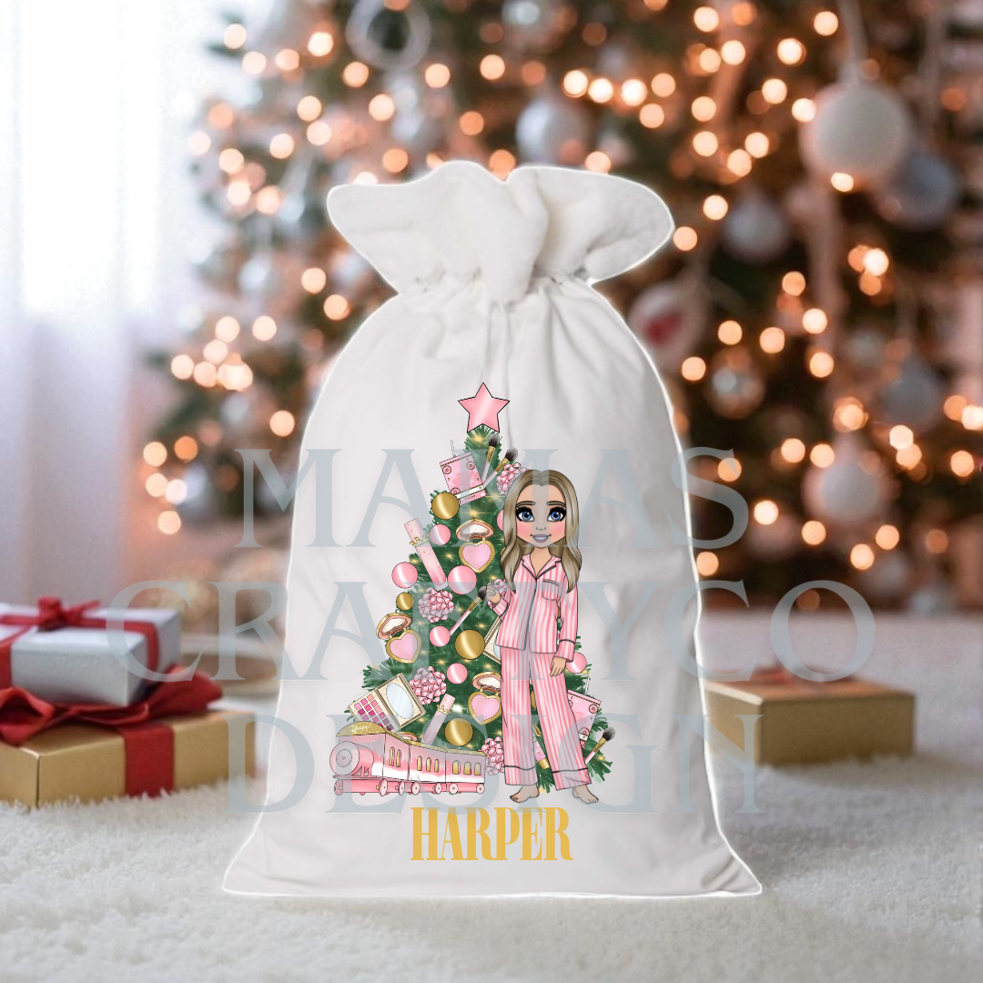 Pink Makeup Christmas Santa Sacks