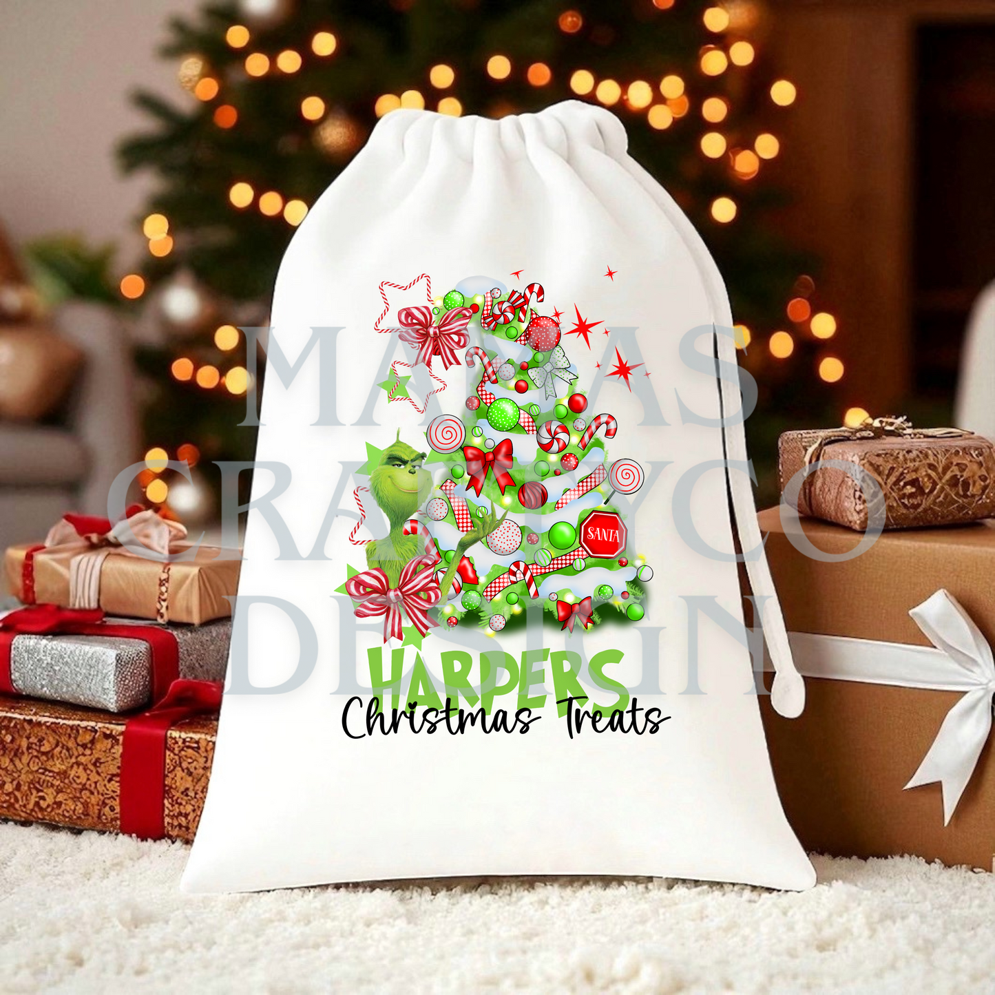 Grinch Christmas Treats Stuff Bags