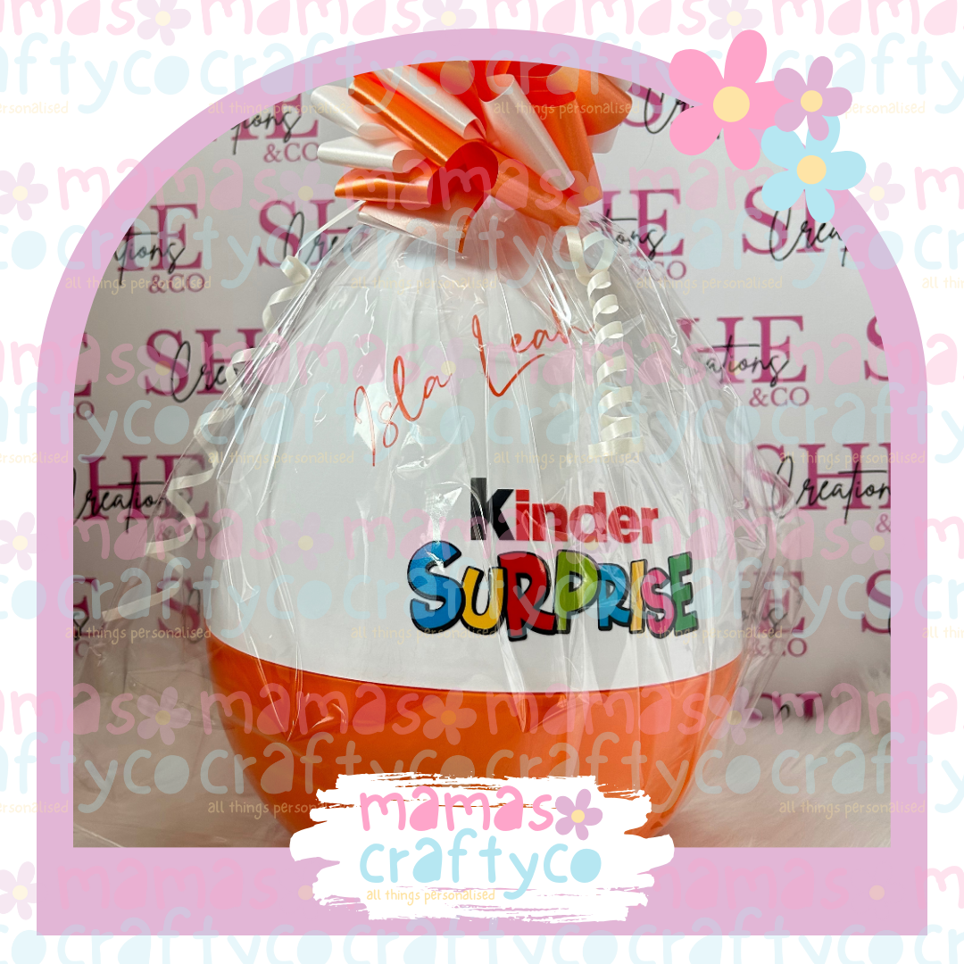 14'' Jumbo Egg White & Orange ''Kinder'' Includes Deluxe Bow & Gift Wrap