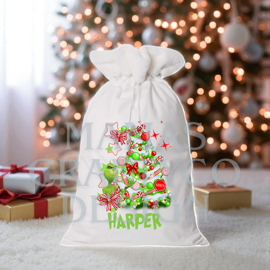 Grinch Christmas Santa Sacks